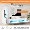 Wohnwand 3-Teilig Set, Möbel Set, Hängend, 1x TV Lowboard, 1 x 1x Wandboard, Komplett, Elegante Mediawand LED-Licht, Viel Stauraum, Weiß