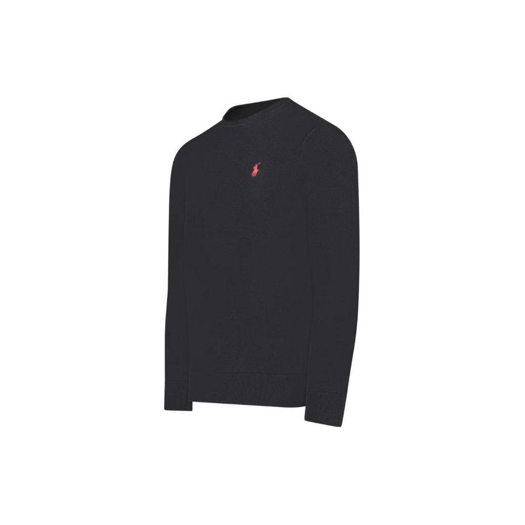 Polo Ralph Lauren Solid Color Crew Neck Long Sleeve Pullover Cotton Sweatshirt With Front Print Design Men sweatshirt Black 710918163-003