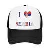 I Love Serbia Mesh Sun Hats Tennis Skate SunProof Snapback Cap FeUnisex Unisex Stylish Design Hip Hop Hats