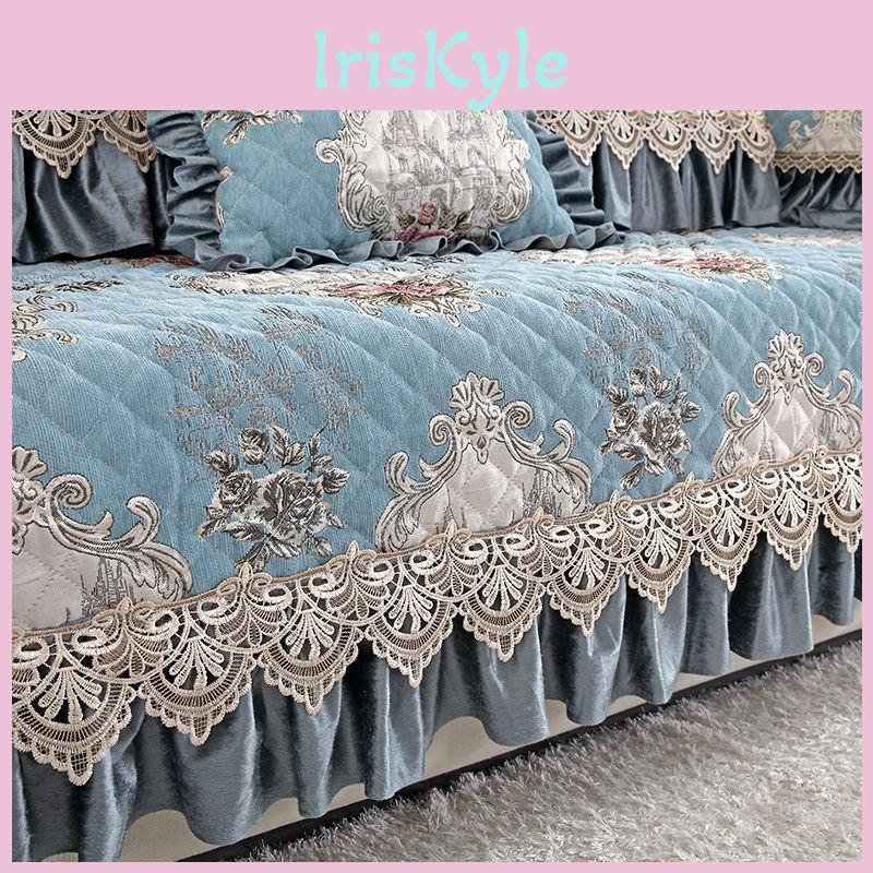 Large European Style Skirt Sofas Cover Four Seasons Universal Anti Slip Sofa Cushion High Grade Lace Fabric Sofa Towel Cushion