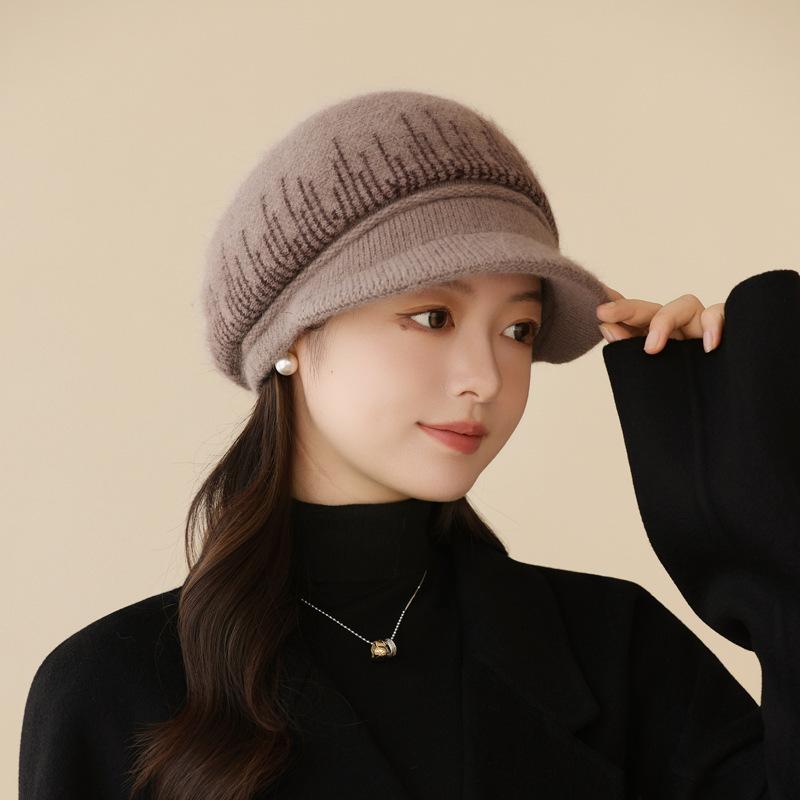 

Women s Autumn and Winter Middle-aged and Elderly Fashion Hats, Striped Cold-proof Ear Protectors, Knitted Hats, Casual and Warm Mother Hats single hat хаки