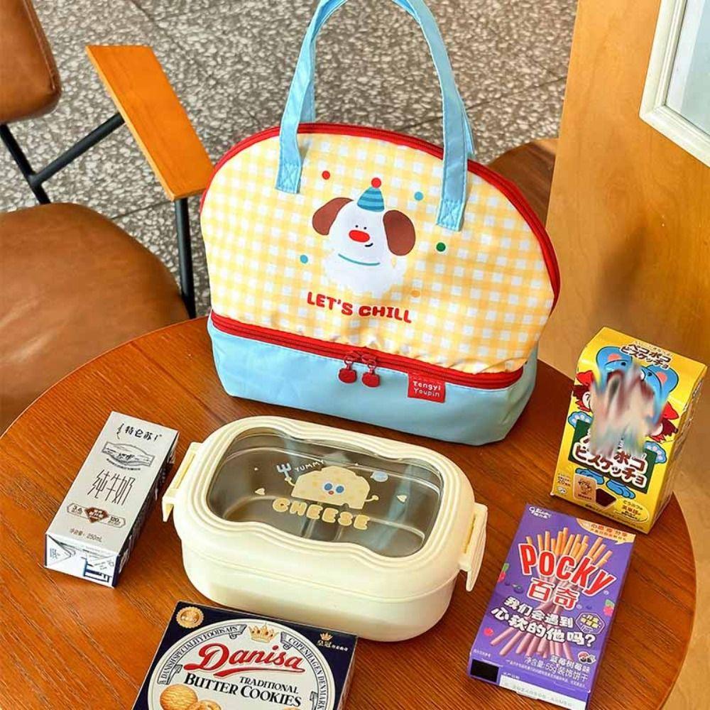 Large Capacity Korean Style Handbag Lightweight Small Tote Bag Cartoon Cat Lunch Bag Makeup Bag