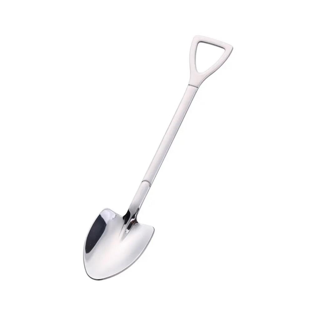 20pcs Creative Shovel Coffee Spoon Stainless Steel Shovel Shape Dessert Spoon Fruit Watermelon Ice Cream Cake Spoons Kitchen Tableware