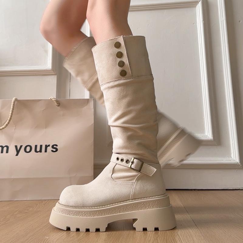 Women's lightweight thick-soled winter warm one-step snow boots padded lining non-slip wear casual sports long cotton boots