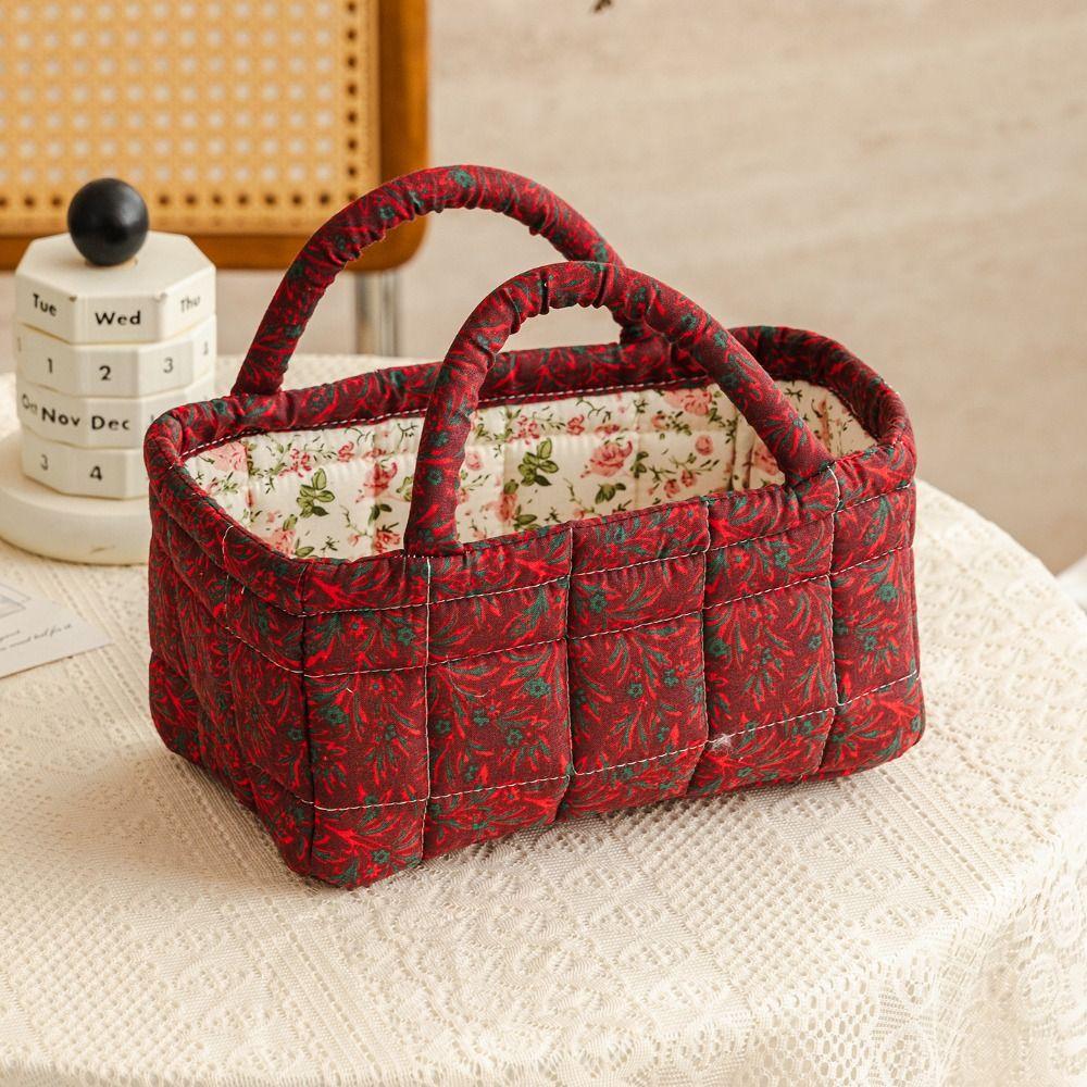 Floral Pattern Storage Basket Large Capacity Shopper Bag Desktop Organizer  Pet Toys Organizer