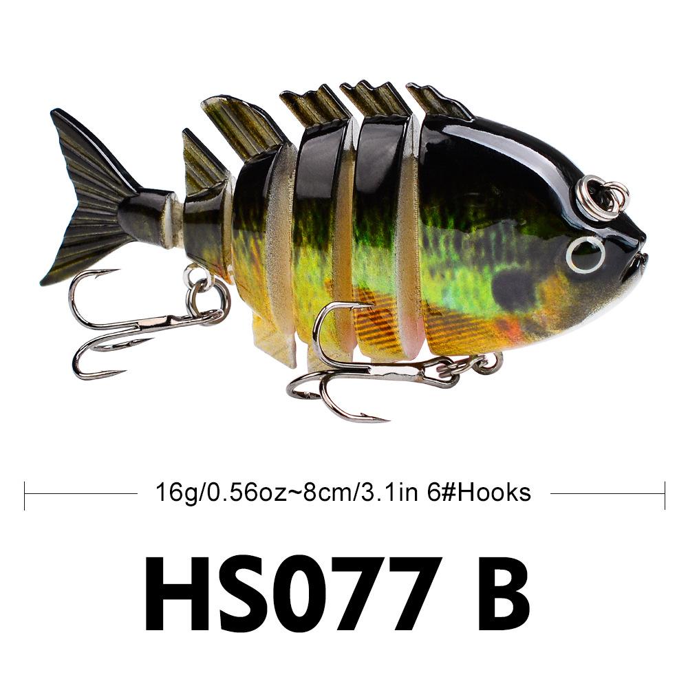 

Приманка False Bait 6-секційна багатосекційна риба 8 см 16 г Bionic Plastic Hard Bait, Top Mouth Seabass Overfeeding Fish Bait HS077 8cm 16g