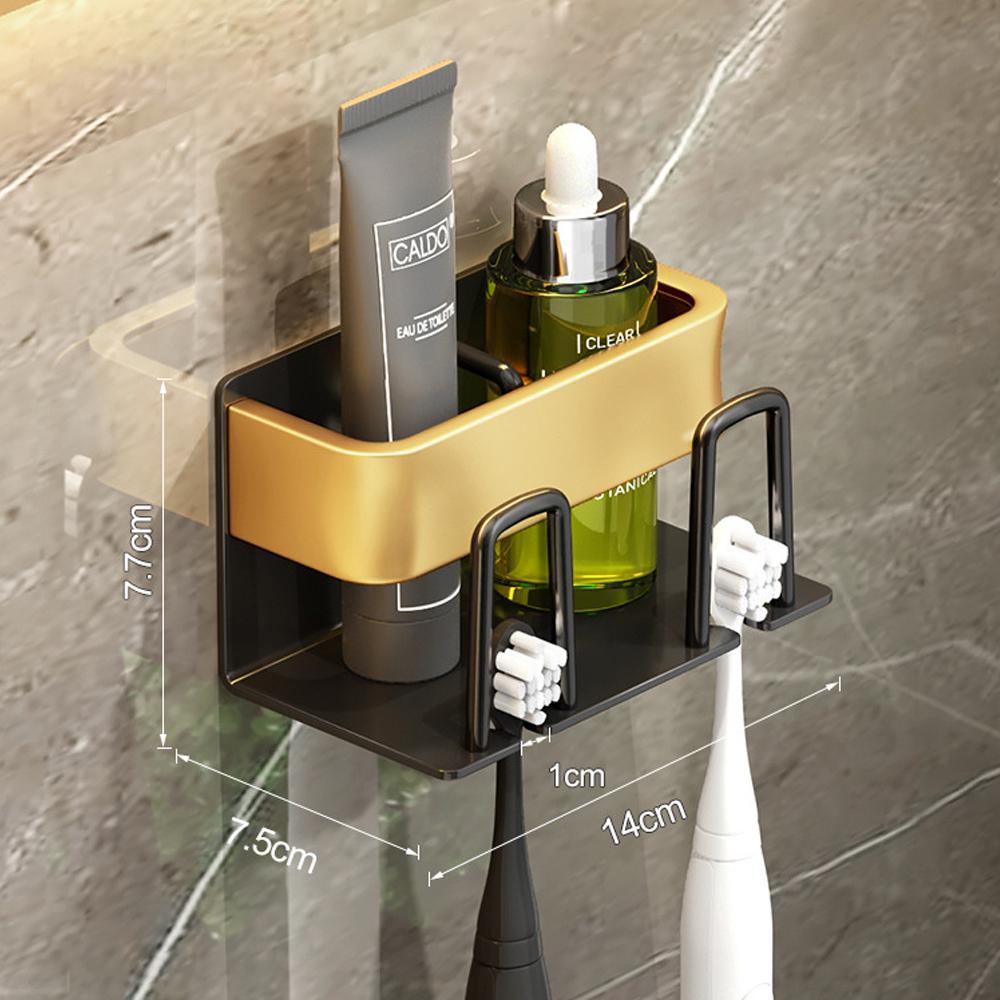 

Wall Mounted Aluminium Alloy Toothpaste Rack Space Saving Accessories Bathroom Household Shelf Toothbrush Holder Punch Free