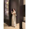 French Pure Waist Pinched White Polka Dot Suspender Dress Women's Summer Pure Desire Temperament Waist Thin Dress