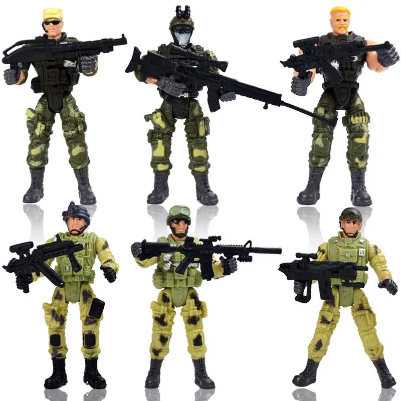 6 Stück/Set Krieger Elite-Streitkraft Militärische Actionfigur Spielzeug mit Waffen 10cm Terrorist SWAT-Team für Kinder Geschenk