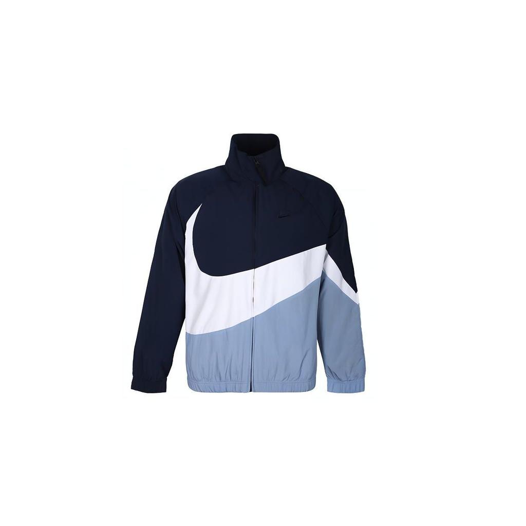 Nike Colorblock Logo Woven Stand Collar Jacket Men Outerwear Blue AR3133-451