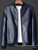 Men's Street Style Leather Jacket - Autumn PU Casual Coat with Plus Size and Fleece Lining, 2025 Collection.