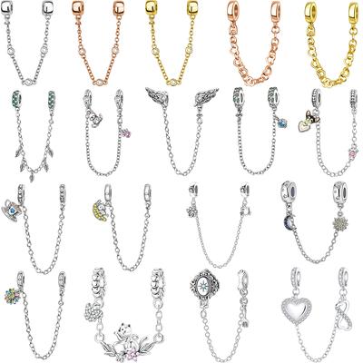 New Copper Craft Cats Dogs Flower Star Moon Heart Safety Chain Necklace Bracelets Luxury Women'S Fine Jewelry Gifts