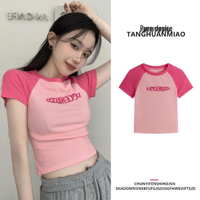 Retro American Slim Fit Summer Short Sleeve T-Shirt for Women