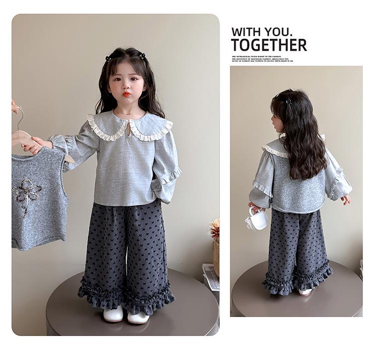 Set Elegant de Vestă din Trei Piese pentru Fete - Primăvară/Toamnă 2025 Modă Coreeană