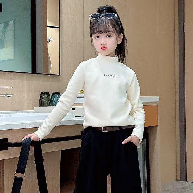 

Girls Fleece-Lined Long Sleeve T-Shirt with Semi-High Neck 120