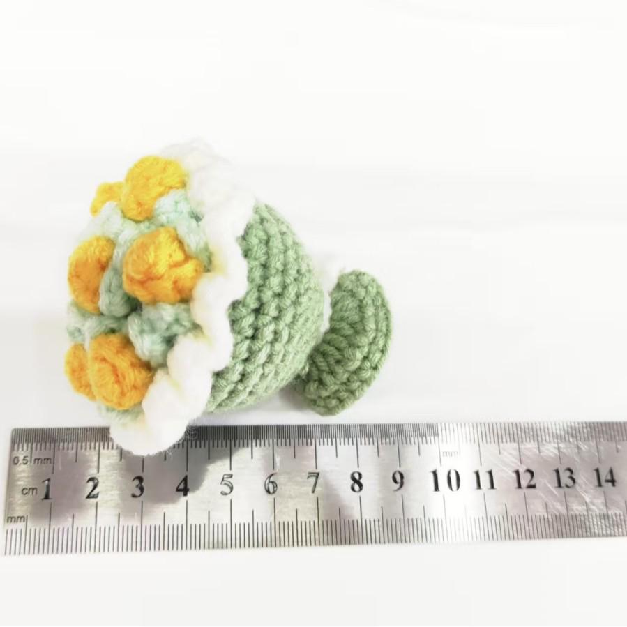 Hand-Knitted Yarn Mini Bouquet Keychain Pendant