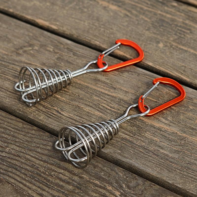 1Pcs Stainless Steel Fixed Tent Rope Buckle Wooden Hook Spring Wind Rope Outdoor Camping Octopus Rope Buckle Camping Deck Nail