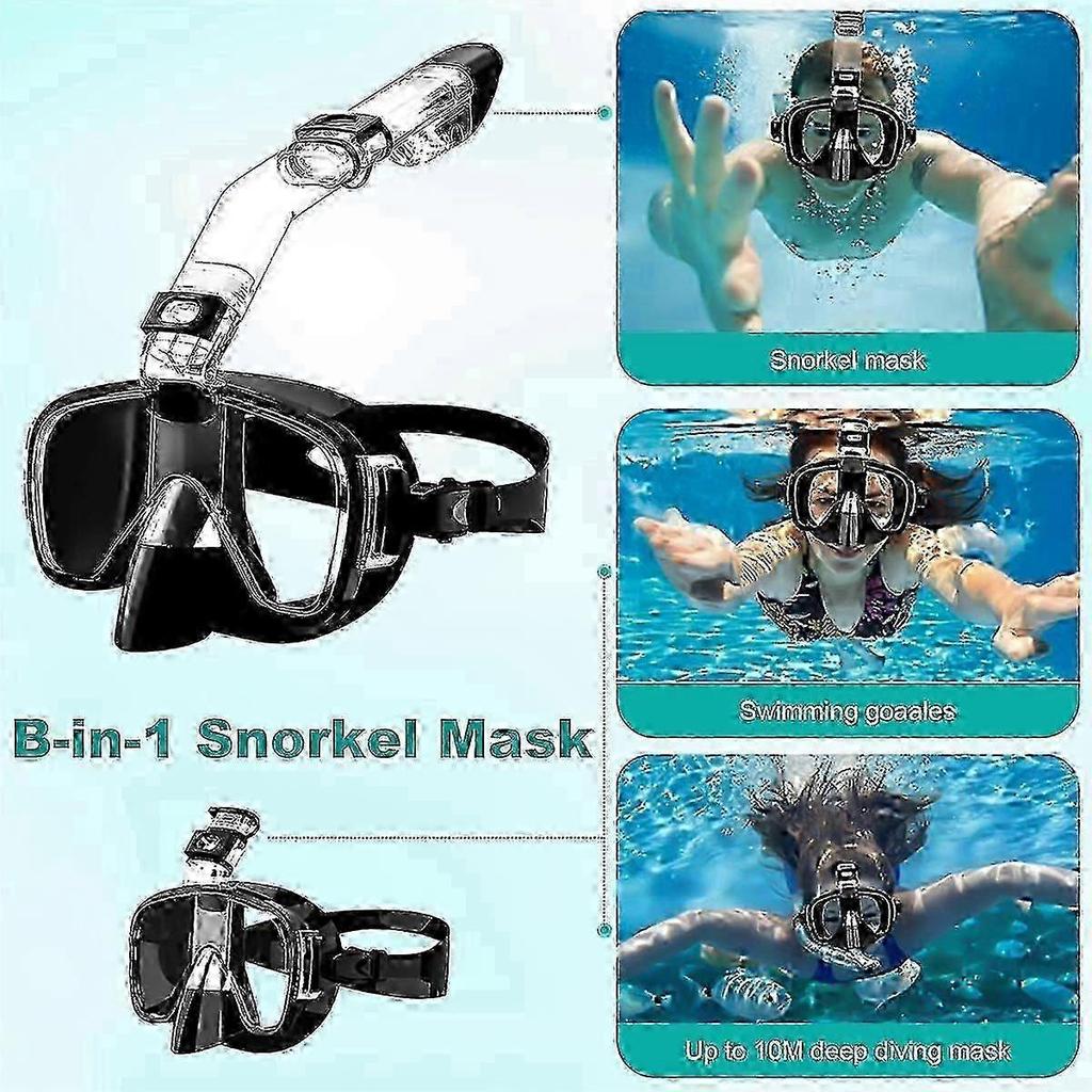 2025 Snorkel Mask Foldable Diving Mask Set with Dry and Camera Mount, Anti-Fog Professional Snorkeling G