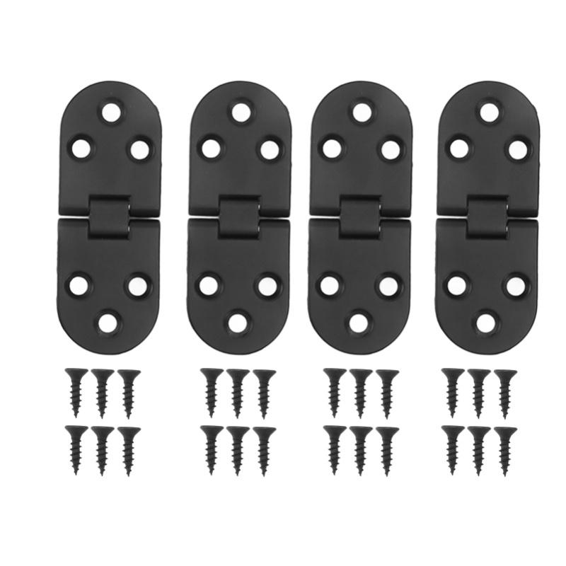 4 Set Round Edge Hinge 180 Degree Painted Black Zinc Alloy Cabinet Hardware For Door With Screw
