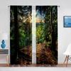 3D Woodland Forest Foliage Sunbeams Nature View Curtains for Living Room Bedroom Kitchen Decor Sheer Curtains Window 2pcs Cortin