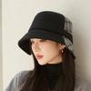 Splicing Plaid Thickened Fisherman's Hat Women Autumn Winter Simple Elegant Wide-Brimmed Face Shading Basin Hat British Warm Cap