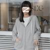 New Korean Version of Spring and Autumn Waffle Sweatshirt Loose and Thin Casual Hooded Jacket Design Top for Women