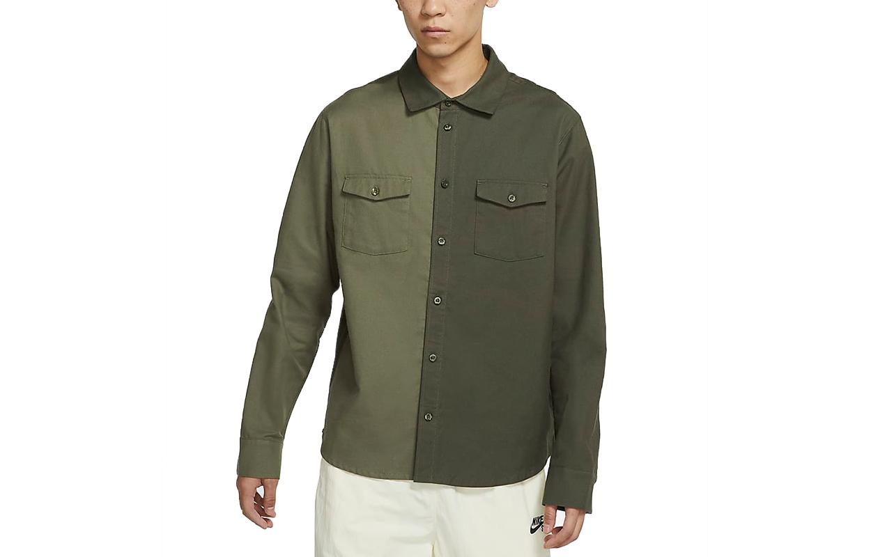 Nike Shirts Men s Army Green Lapel Moderate Shirt DA4168-325 XXL