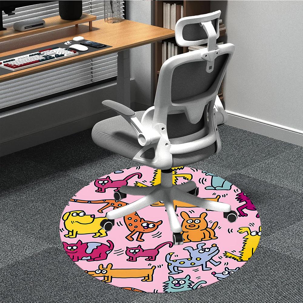 

1pc Paws Playful Office Round Area Rug, Indoor Mat Suitable ForOffice, Under Office Chairs Bedroom Living Room Home Decor, Room Decot234 80cm by 80cm