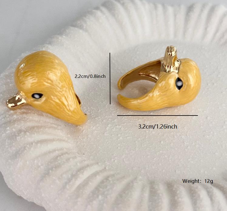 Hot-selling three-dimensional little yellow duck ring niche personality fun girl ring