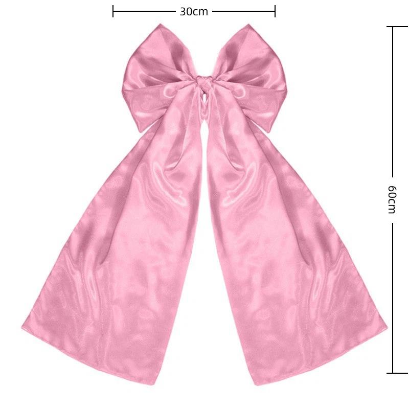 1Pc Large Wedding Pew Bows With Long Tails Wedding Aisle Decorations Bows Satin Ribbon Background Decor For Bridal Shower