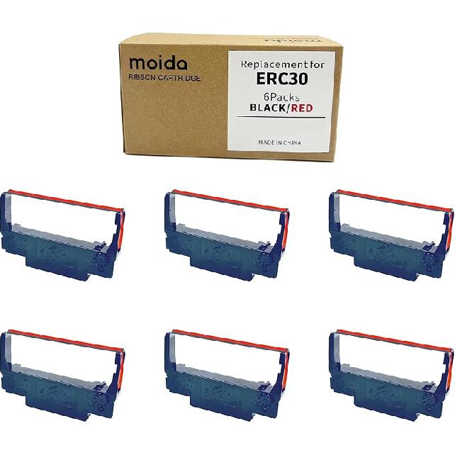 Compatible Ink Ribbon for ERC30 ERC34 ERC38 Black/Red, for POS Receipt & Kitchen Printers, with Advanced Ultrasonic Welding Technology, Individually