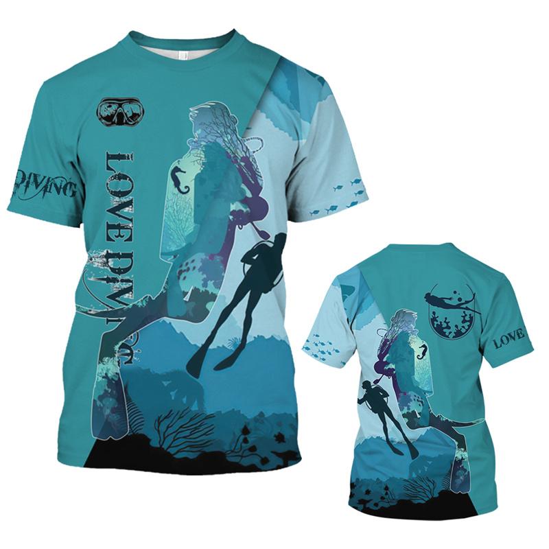 T Shirt 3D Underwater Diving Printing SCUBA DRIVING Graphic T-shirts For Men Kid Fashion Sports Gym Short Sleeves Harajuku Tops