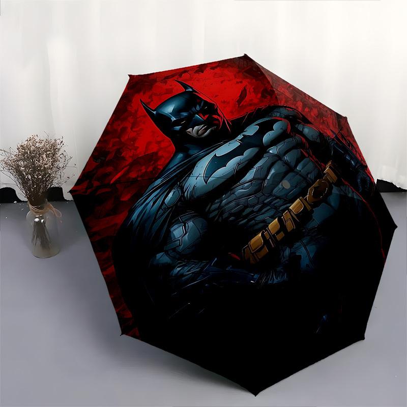 1pc Batman <noinput> Gotham Automatic Folding Umbrella - Compact 8-Rib Design, Durable Plastic & Iron1048L