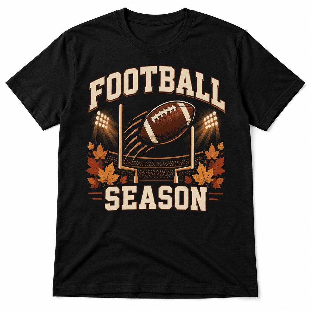 Football Season Graphic T-Shirt Autumn Sports Fan Unisex Black Tee