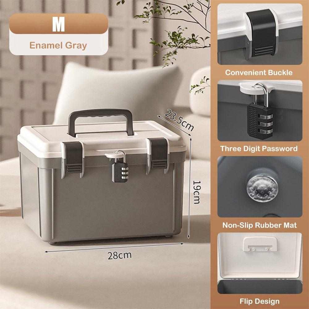 Portable Lockable Storage Container Bin Large Capacity With Combination Lock Lock Safe Box Stable Versatile Lock Box Home Office