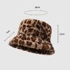 Women's Winter Leopard Fisherman Hat Warm Basin Hat Plush Bucket Hat