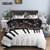 Music Notes Bedding Set Duvet Cover Set Piano Keys Keyboard Bed Set Classic Music Melody Comforter Cover for Kids Boys Girls