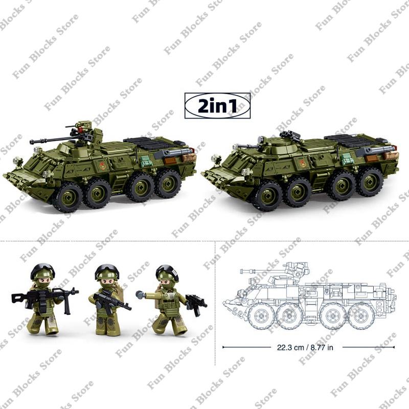 SLUBAN Militär BTR-80 AS IFV Panzerwagen Fahrzeug Modell Bausteine Sets Soldat Figuren Ziegel Kinderspielzeug