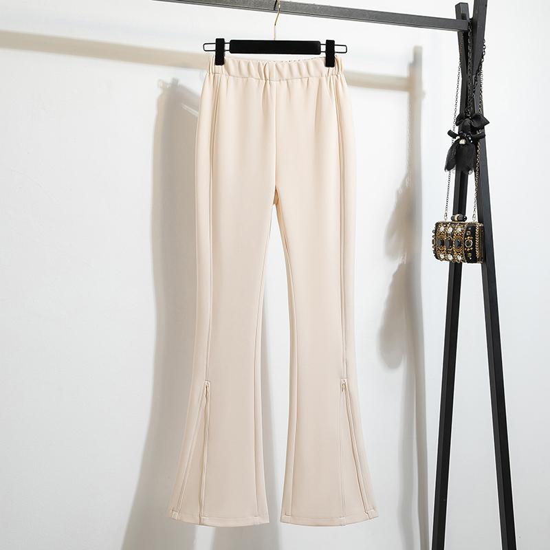 

DIMANAF Весна Плюс Размер 2025 Брюки Высокая Талия Женские Базовые Эластичные Брюки Свободные Женские Повседневные Однотонные Брюки 5XL бежевый