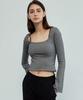 Debiweeo Ribbed Bell Long Sleeve Devi-T0136-Charcoal