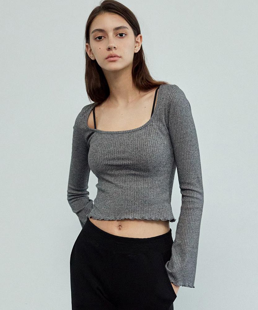 Debiweeo Ribbed Bell Long Sleeve Devi-T0136-Charcoal