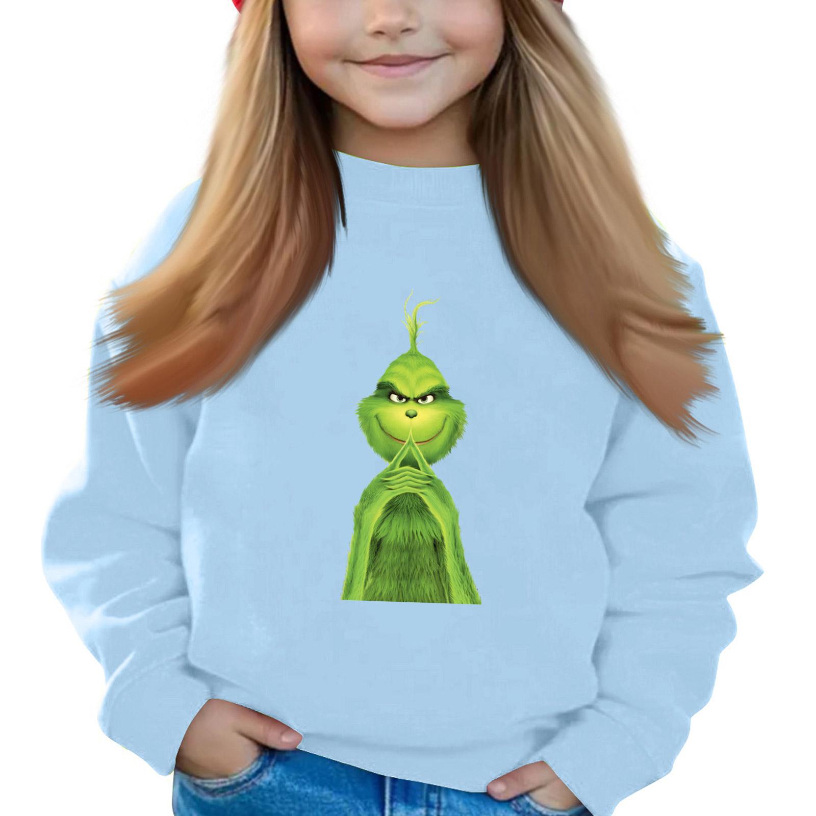 

Рождественские пуловеры с круглым вырезом для девочек, детские топы с принтом 120