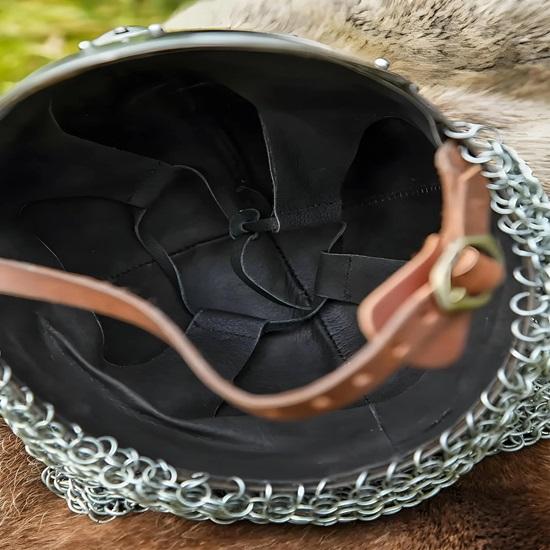 Viking Helmet with Chainmail Warrior Helmet, Medieval Armor Replica, LARP Reenactment, Cosplay Collectible Gift