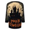 Women's Casual Crew Neck Three Quarter Sleeve Halloween Print T Shirt Top Lightweight Comfortable Fit for Everyday Wear