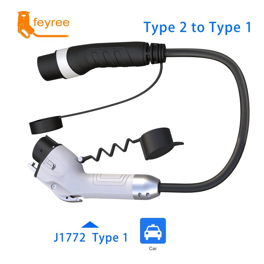 Feyree Car EVSE Charger Plug 16A 3.5kW 32A 7kW Type2 To Type1 J1772 Cord Charging Cable Adapter for EV Charging Station Electric