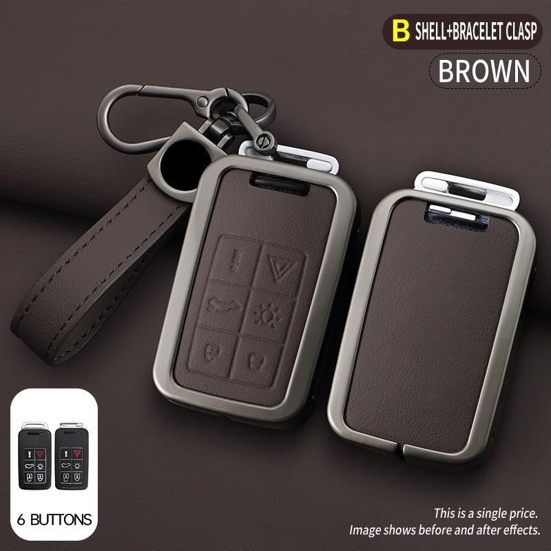 Skórzany Etui na Kluczyk Samochodowy ze Stopu Cynku 5/6 Przycisków Do Volvo Xc60 V60 S60 S80 Xc70 V40 Etui na Kluczyk Etui na Brelok do Kluczy Samochodowych