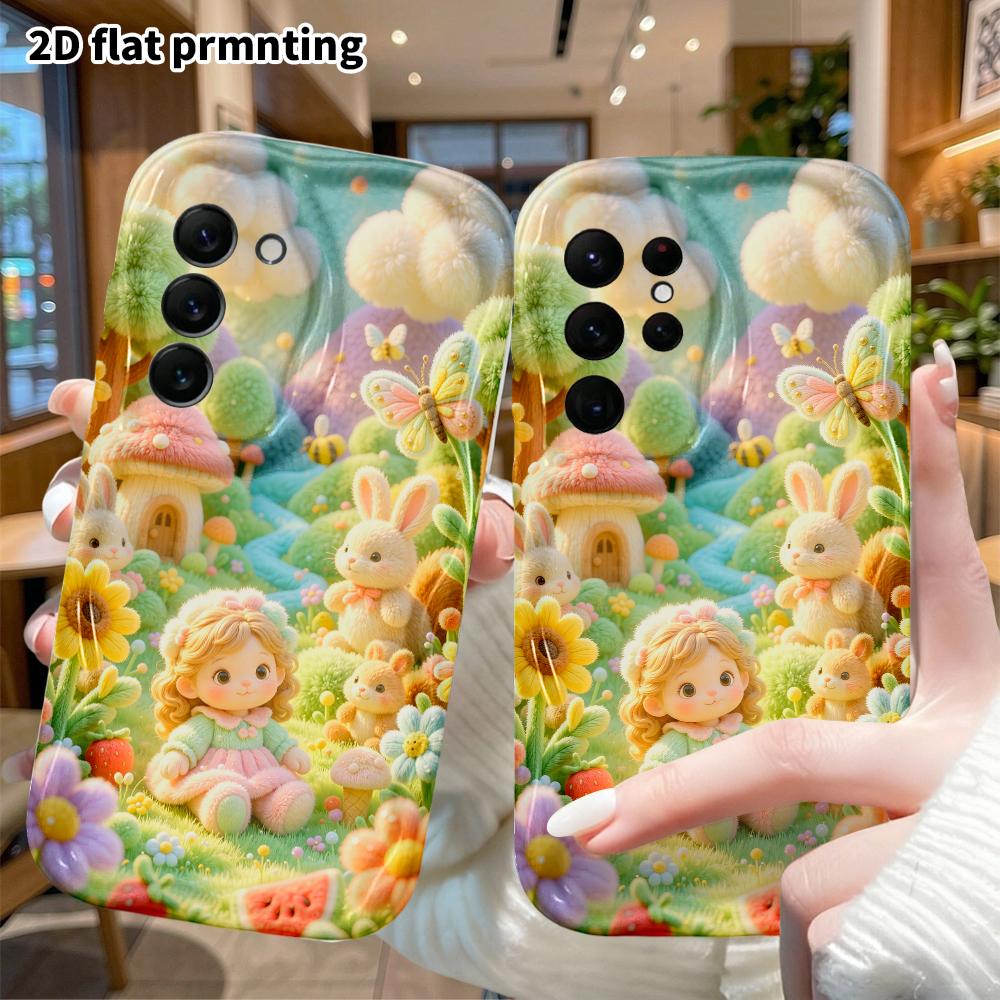 Phone Case: 2D flat, fits Samsung Galaxy A34 A35 M05 M06 S20 S22 S21 FE Plus 5G protective case, with dolls and small animals, perfect Christmas and H