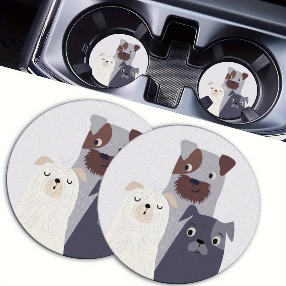 

2PCS Cute Puppy Car Personalized Water Cup Mat Stand Anti slip Mat Bottle Stand Cup Stand Car Interior Anti slip Cup Stand