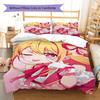 Oshi no Ko Pattern Bedding,Quilt Set Quilt Cover Pillowcase Home Birthday Gift (1 * duvet cover + 2 * pillowcase, without core)