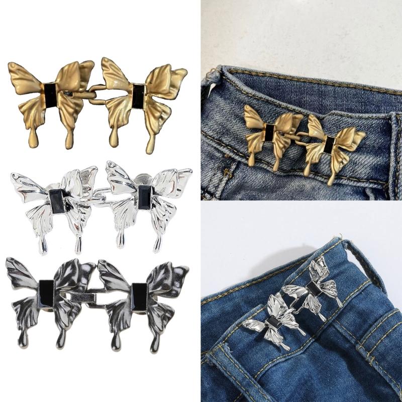 2pcs Nail-free Waist Buckle Butterfly Waist Closing Artifact Adjustable Snap Button Detachable Clothing Pant Jean Sewing